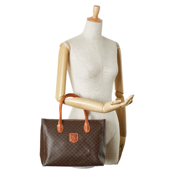 セリーヌ マカダム ハンドバッグ トートバッグ ブラウン PVC レザー レディース CELINE 【中古】