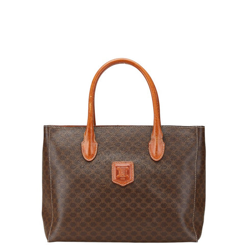 セリーヌ マカダム ハンドバッグ トートバッグ ブラウン PVC レザー レディース CELINE 【中古】