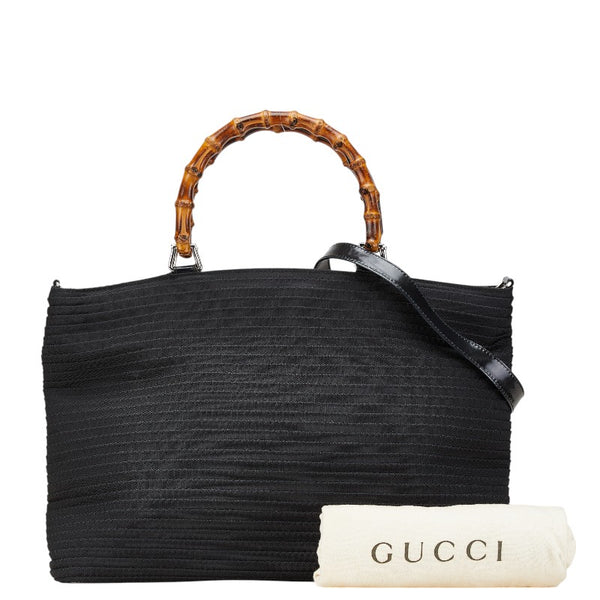 グッチ バンブー ハンドバッグ ショルダーバッグ 2WAY 002.1364.0439 ブラック ブラウン ナイロン レザー レディース GUCCI 【中古】