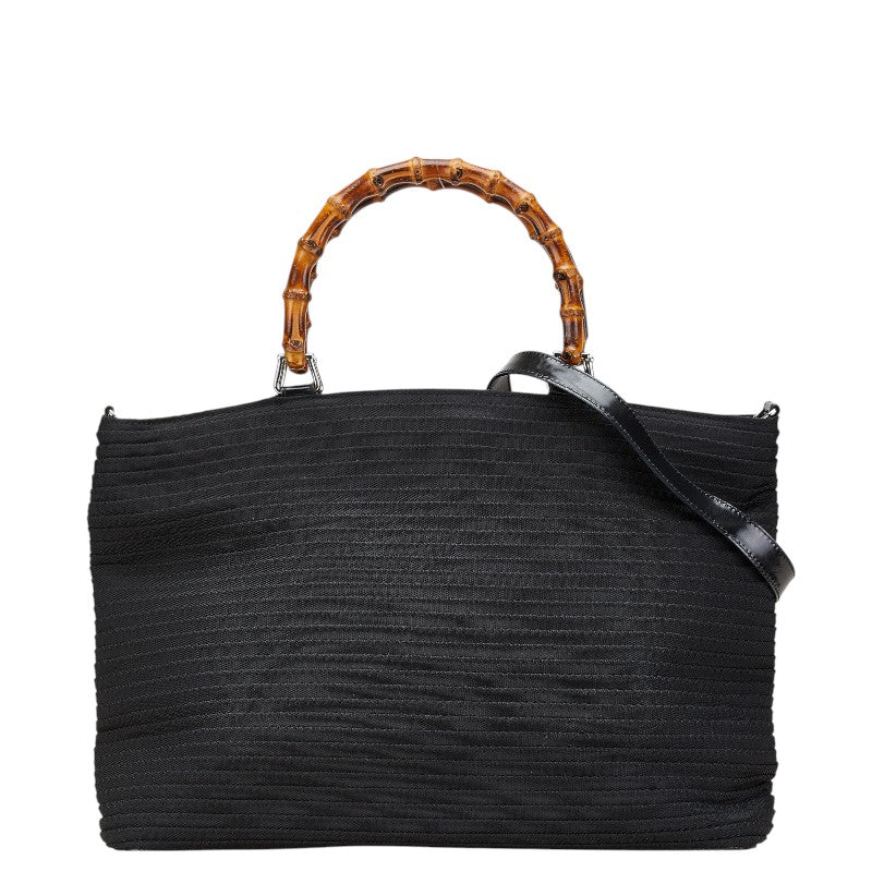 グッチ バンブー ハンドバッグ ショルダーバッグ 2WAY 002.1364.0439 ブラック ブラウン ナイロン レザー レディース GUCCI 【中古】