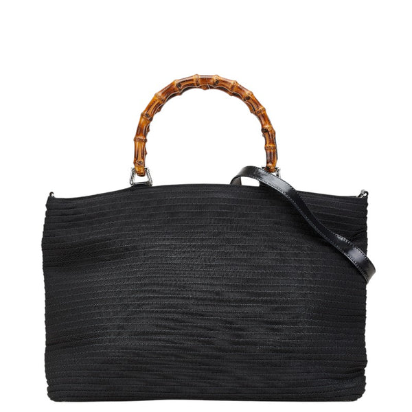グッチ バンブー ハンドバッグ ショルダーバッグ 2WAY 002.1364.0439 ブラック ブラウン ナイロン レザー レディース GUCCI 【中古】