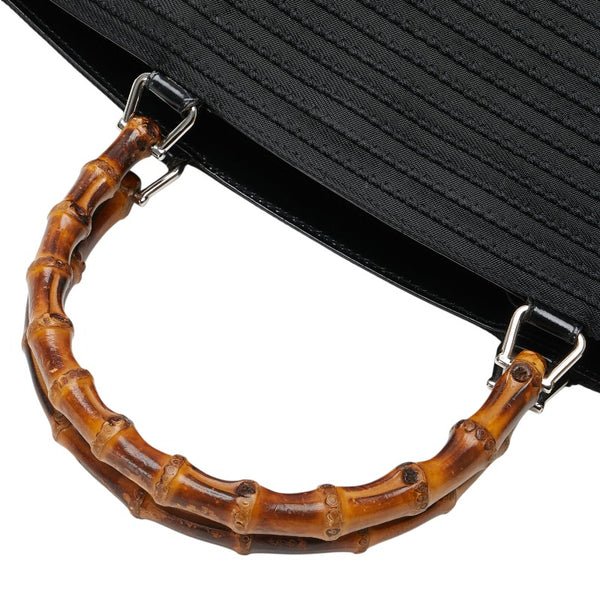 グッチ バンブー ハンドバッグ ショルダーバッグ 2WAY 002.1364.0439 ブラック ブラウン ナイロン レザー レディース GUCCI 【中古】