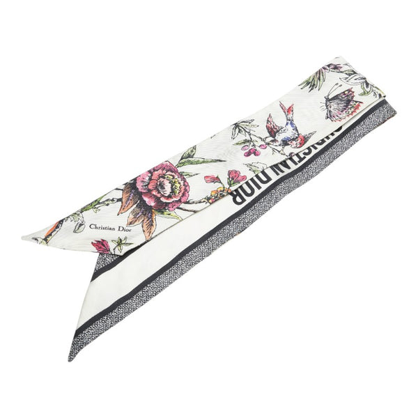 ディオール フラワー ボタニカル柄 ミッツァ ツイリー ホワイト マルチカラー シルク レディース Dior 【中古】