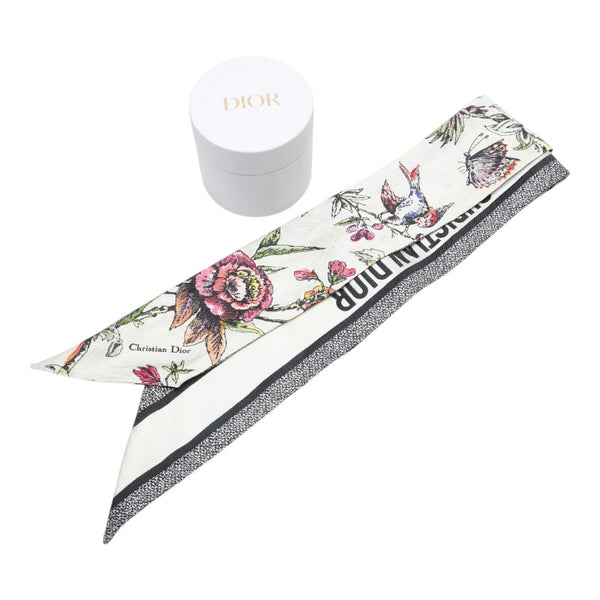 ディオール フラワー ボタニカル柄 ミッツァ ツイリー ホワイト マルチカラー シルク レディース Dior 【中古】