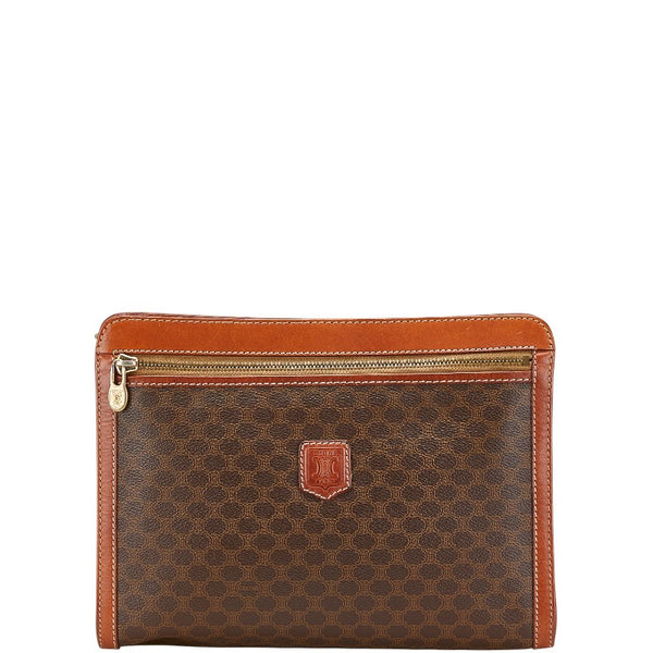 セリーヌ マカダム セカンドバッグ クラッチバッグ ブラウン PVC レザー レディース CELINE 【中古】
