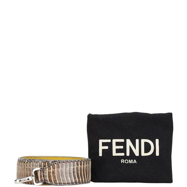 フェンディ ストラップユー ショルダーストラップ ベージュ イエロー レザー パイソン レディース FENDI 【中古】