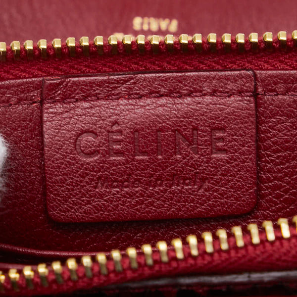セリーヌ L字ファスナー 二つ折り財布 レッド ブラック パイソン レザー レディース CELINE 【中古】