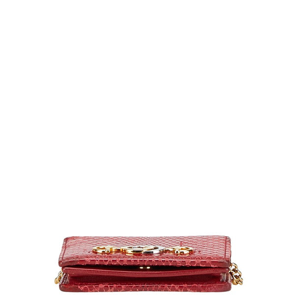 グッチ ズゥミ 二つ折り財布 ミニチェーンウォレット 570660 レッド パイソン レザー レディース GUCCI 【中古】