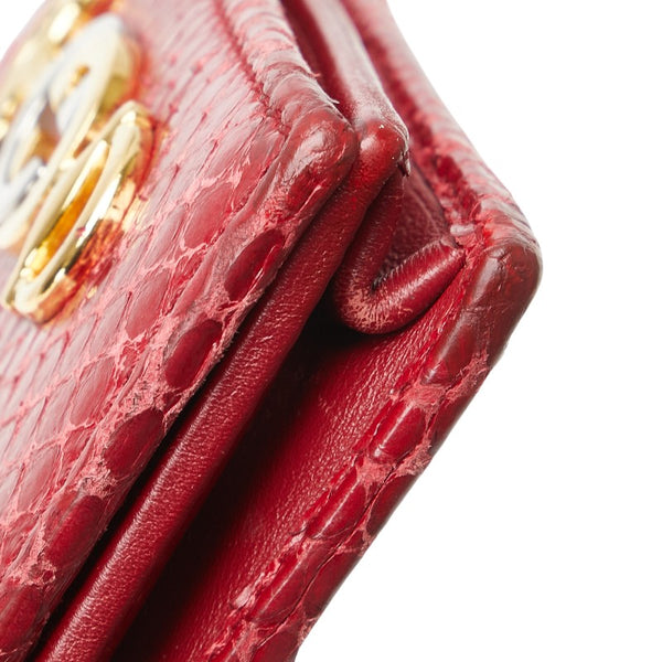 グッチ ズゥミ 二つ折り財布 ミニチェーンウォレット 570660 レッド パイソン レザー レディース GUCCI 【中古】