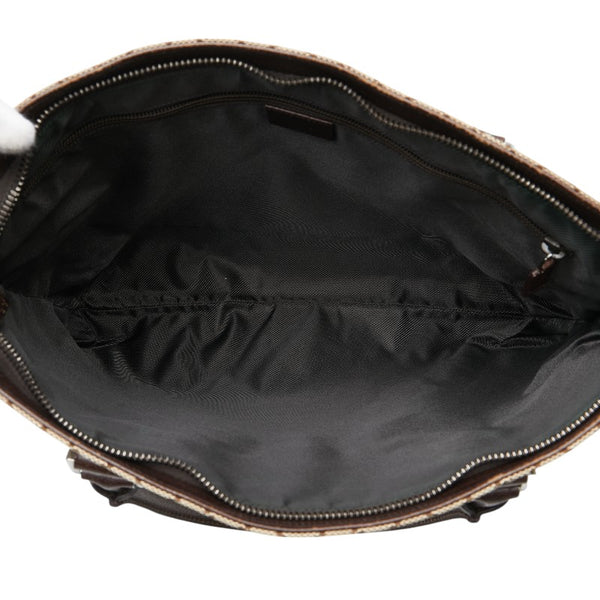 グッチ GGキャンバス トートバッグ ショルダーバッグ 2WAY 122797 ベージュ ブラウン キャンバス レザー レディース GUCCI 【中古】