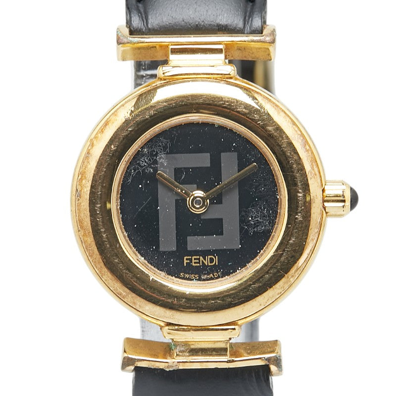 フェンディ 腕時計 320L クオーツ ブラック文字盤 ステンレススチール レザー レディース FENDI 【中古】