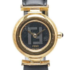 フェンディ 腕時計 320L クオーツ ブラック文字盤 ステンレススチール レザー レディース FENDI 【中古】