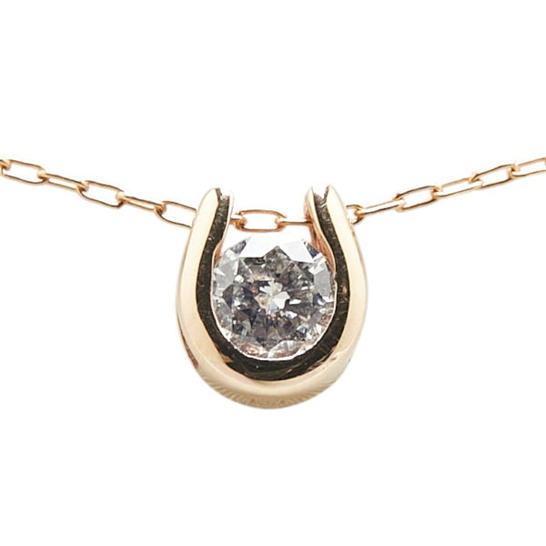 K18PG ピンクゴールド ダイヤ0.16ct プチ ネックレス レディース 【中古】