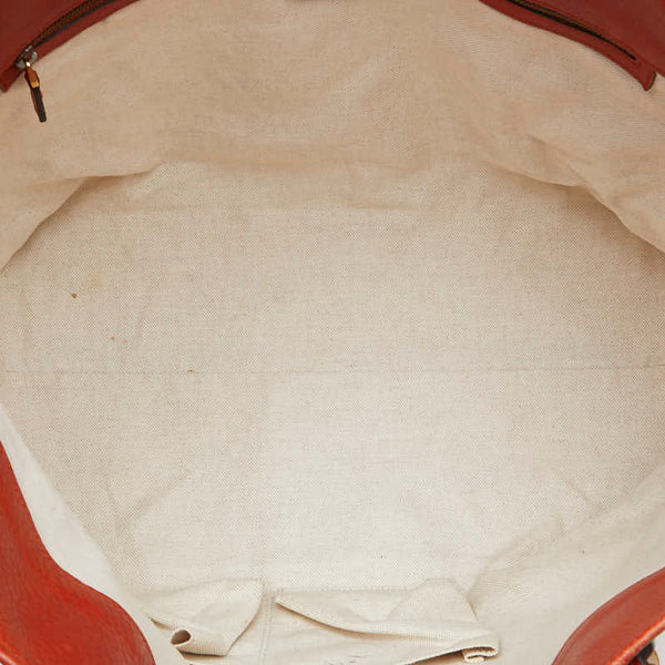 グッチ GGキャンバス バンブー トートバッグ 339000 ベージュ オレンジ キャンバス レザー レディース GUCCI 【中古】