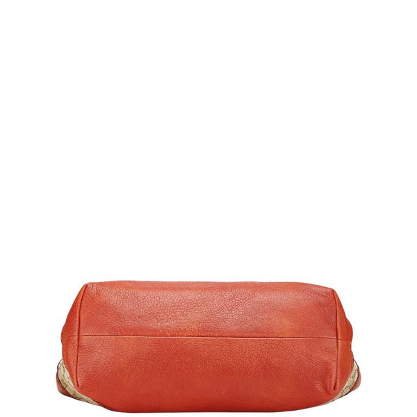 グッチ GGキャンバス バンブー トートバッグ 339000 ベージュ オレンジ キャンバス レザー レディース GUCCI 【中古】