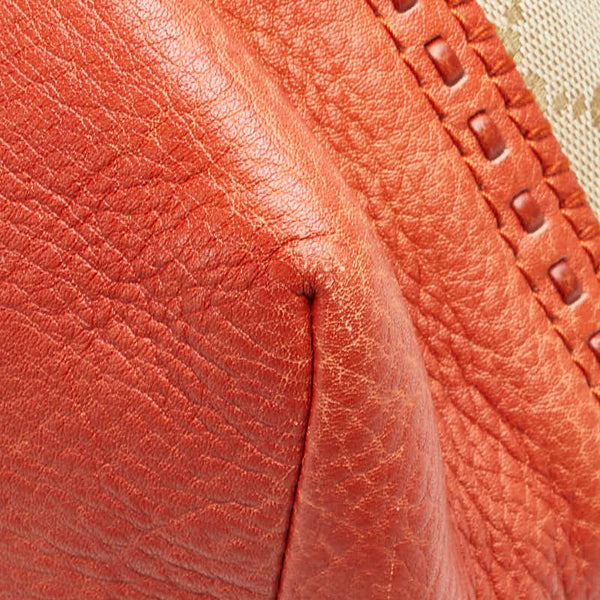 グッチ GGキャンバス バンブー トートバッグ 339000 ベージュ オレンジ キャンバス レザー レディース GUCCI 【中古】