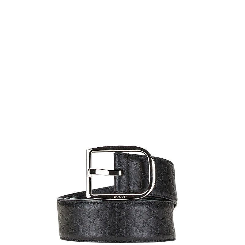 グッチ マイクログッチシマ ベルト 90/36 449716 ブラック シルバー レザー メンズ GUCCI 【中古】