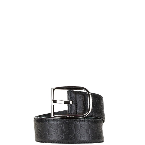 グッチ マイクログッチシマ ベルト 90/36 449716 ブラック シルバー レザー メンズ GUCCI 【中古】