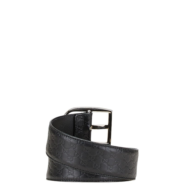 グッチ マイクログッチシマ ベルト 90/36 449716 ブラック シルバー レザー メンズ GUCCI 【中古】