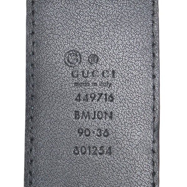 グッチ マイクログッチシマ ベルト 90/36 449716 ブラック シルバー レザー メンズ GUCCI 【中古】
