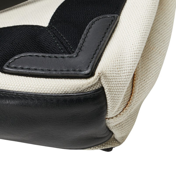バレンシアガ ネイビーカバス XS ハンドバッグ ショルダーバッグ 2WAY 390346 ホワイト ブラック キャンバス レザー レディース BALENCIAGA 【中古】