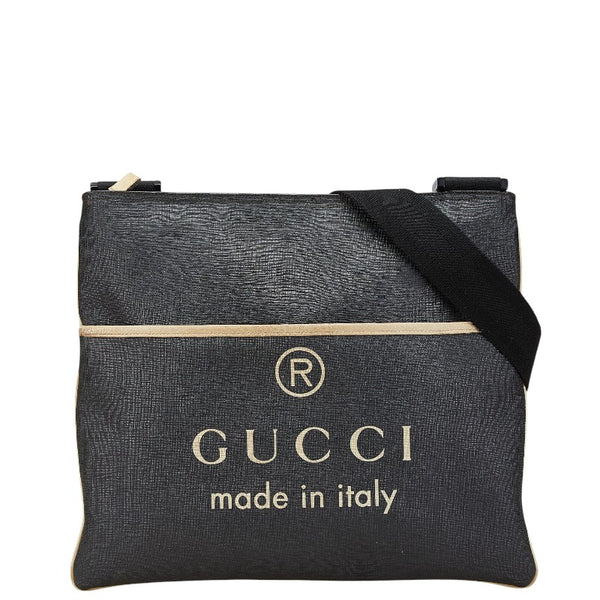 グッチ ロゴ 斜め掛け ショルダーバッグ 162904 ブラック ベージュ PVC キャンバス レディース GUCCI 【中古】