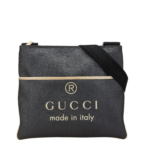 グッチ ロゴ 斜め掛け ショルダーバッグ 162904 ブラック ベージュ PVC キャンバス レディース GUCCI 【中古】