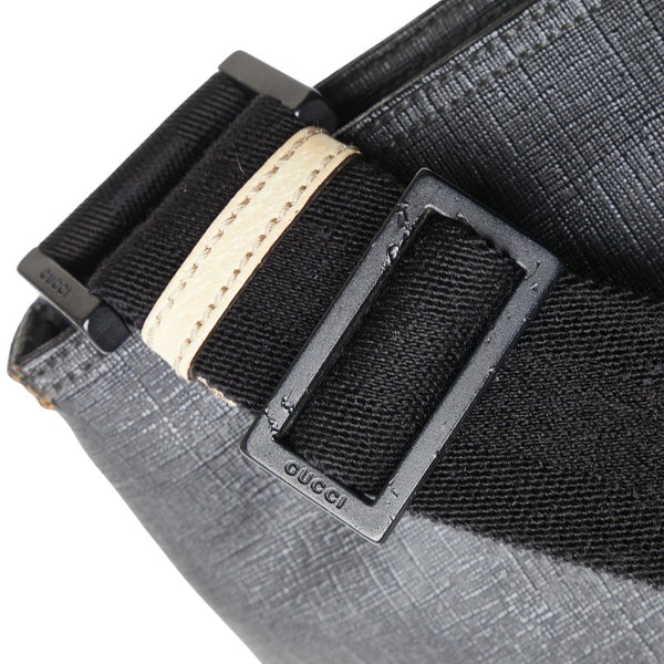 グッチ ロゴ 斜め掛け ショルダーバッグ 162904 ブラック ベージュ PVC キャンバス レディース GUCCI 【中古】