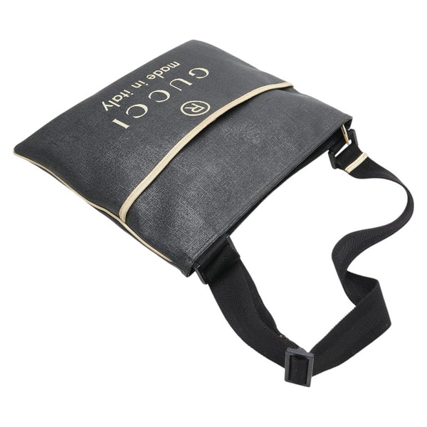 グッチ ロゴ 斜め掛け ショルダーバッグ 162904 ブラック ベージュ PVC キャンバス レディース GUCCI 【中古】