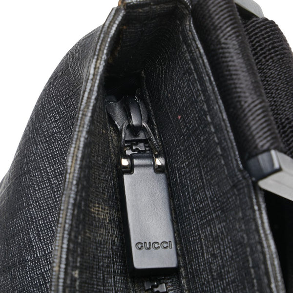 グッチ ロゴ 斜め掛け ショルダーバッグ 162904 ブラック ベージュ PVC キャンバス レディース GUCCI 【中古】