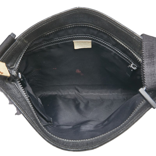 グッチ ロゴ 斜め掛け ショルダーバッグ 162904 ブラック ベージュ PVC キャンバス レディース GUCCI 【中古】