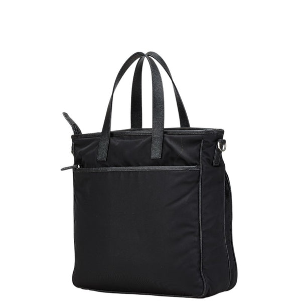 プラダ 三角ロゴプレート トートバッグ ショルダーバッグ 2WAY 2VG033 ブラック ナイロン レザー レディース PRADA 【中古】