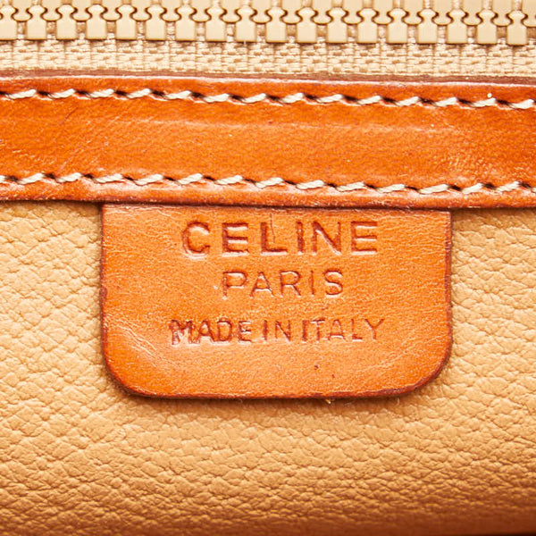 セリーヌ マカダム ハンドバッグ ブラウン PVC レザー レディース CELINE 【中古】