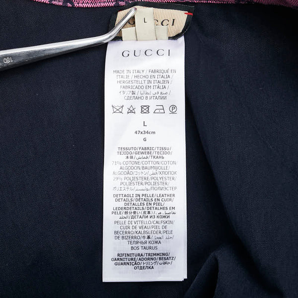 グッチ GGキャンバス ドッグウェア ペット用品 サイズ：L 695730 ピンク ネイビー キャンバス レザー レディース GUCCI 【中古】