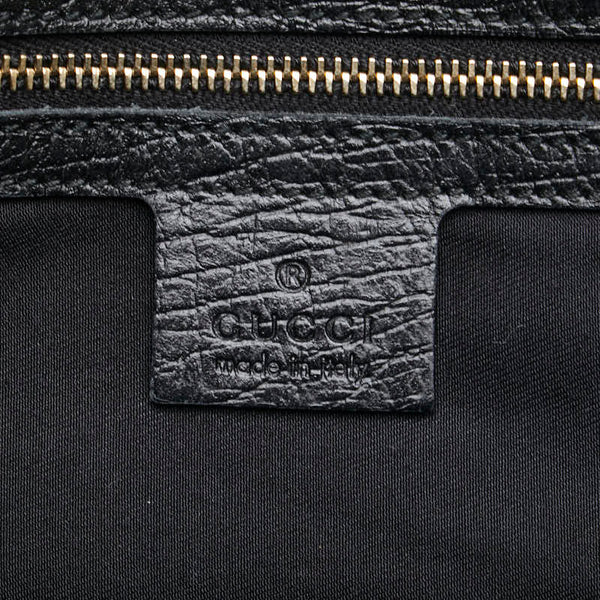 グッチ GGキャンバス シェリーライン ハンドバッグ 139261 ブラック ベージュ キャンバス レザー レディース GUCCI 【中古】