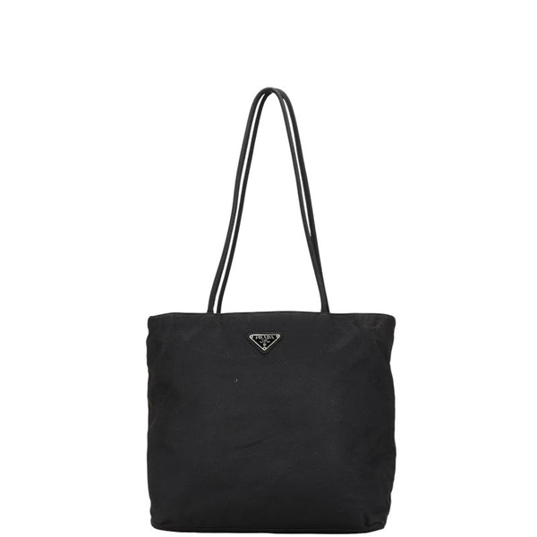 プラダ 三角ロゴプレート トートバッグ ブラック ナイロン レディース PRADA 【中古】