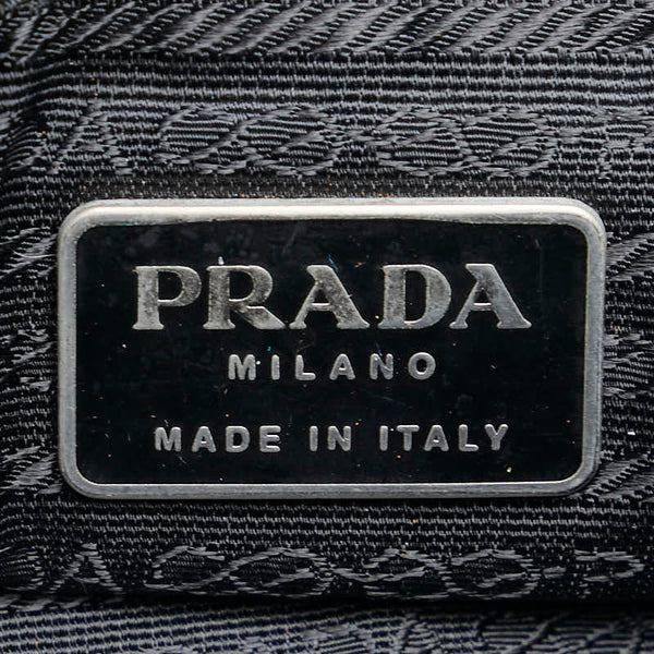 プラダ 三角ロゴプレート トートバッグ ブラック ナイロン レディース PRADA 【中古】