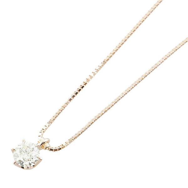 K18PG ピンクゴールド ダイヤ0.380ct 1P ペンダントネックレス レディース 【中古】