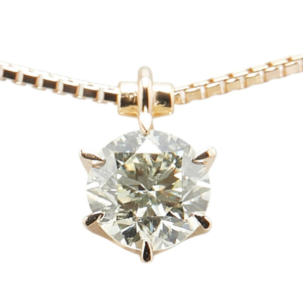 K18PG ピンクゴールド ダイヤ0.380ct 1P ペンダントネックレス レディース 【中古】
