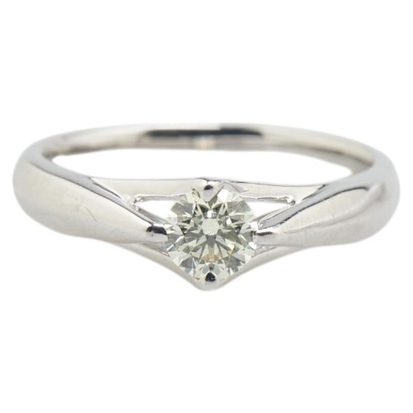 K18WG ホワイトゴールド ダイヤ0.314ct 1P ソリティアリング 指輪 レディース 9号 【中古】