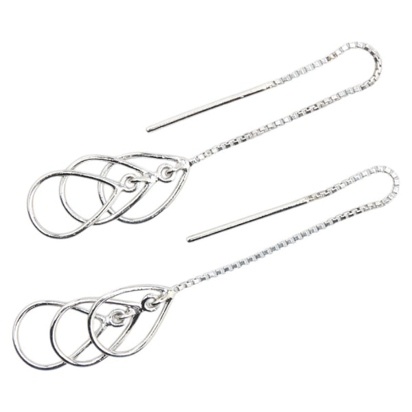 Pt850 プラチナ 3連 雫 モチーフ チェーン ピアス レディース 【中古】