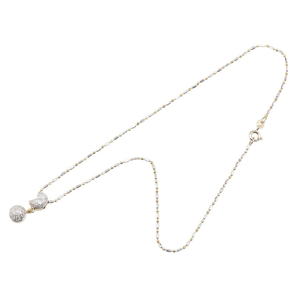 K18YG イエローゴールド ダイヤ0.49ct 月 満月 三日月 ムーン モチーフ ペンダントネックレス レディース 【中古】