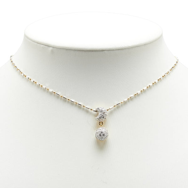 K18YG イエローゴールド ダイヤ0.49ct 月 満月 三日月 ムーン モチーフ ペンダントネックレス レディース 【中古】
