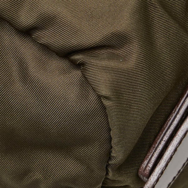 プラダ 三角ロゴプレート リュック バックパック カーキグリーン ナイロン レザー レディース PRADA 【中古】