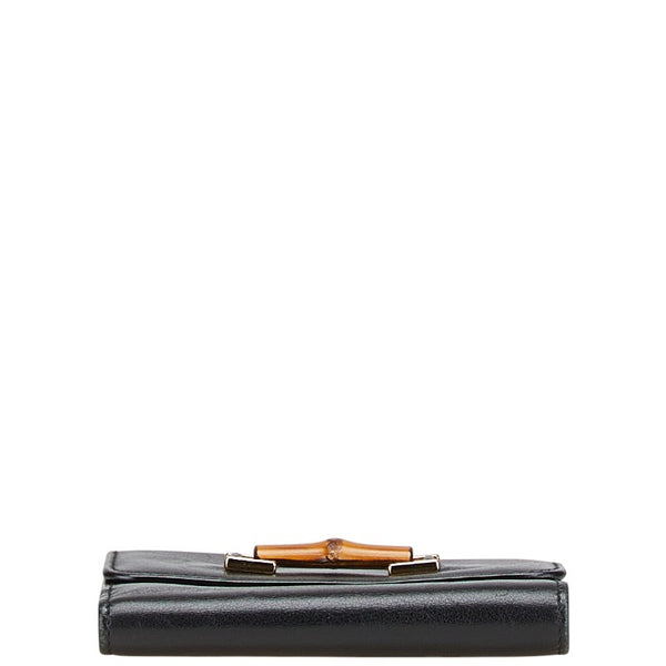 グッチ バンブー 二つ折り財布 035 0959 1866 0 ブラック レザー レディース GUCCI 【中古】