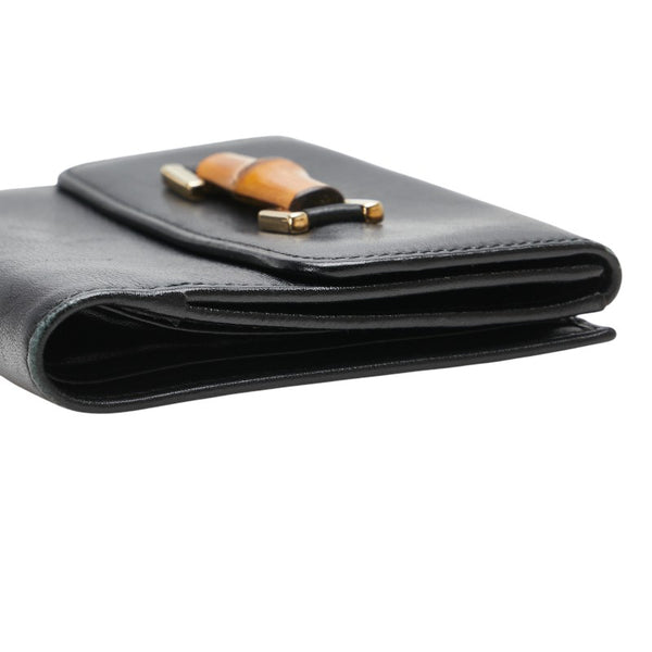 グッチ バンブー 二つ折り財布 035 0959 1866 0 ブラック レザー レディース GUCCI 【中古】