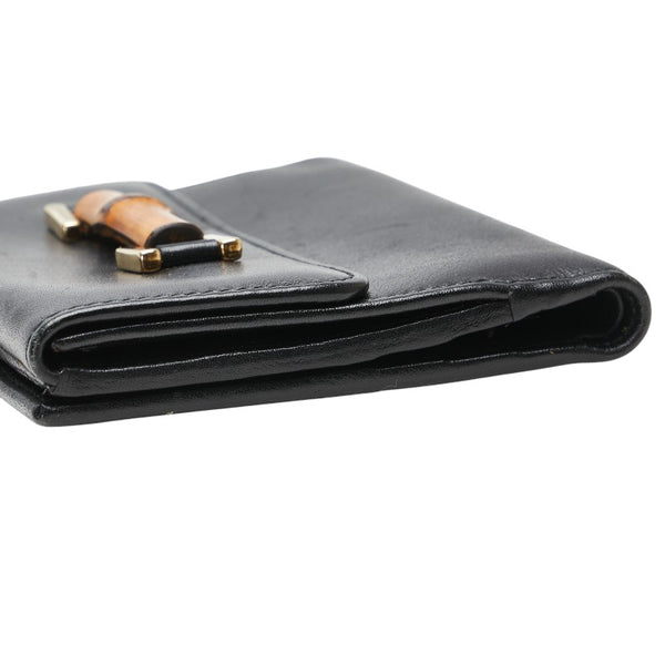 グッチ バンブー 二つ折り財布 035 0959 1866 0 ブラック レザー レディース GUCCI 【中古】
