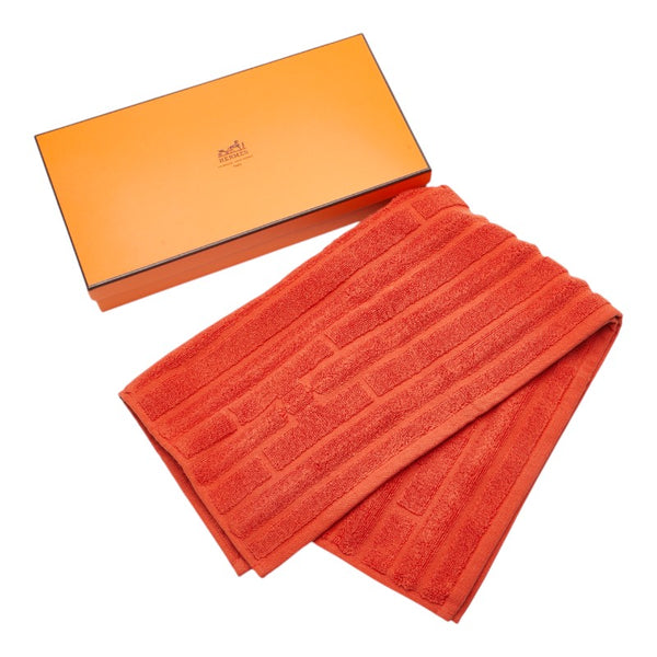 エルメス ラビリンス ハンドタオル ハンカチ オレンジ コットン レディース HERMES 【中古】