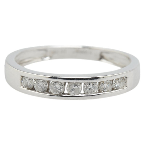 K18WG ホワイトゴールド ダイヤ0.20ct 一文字 リング 指輪 レディース 7号 【中古】