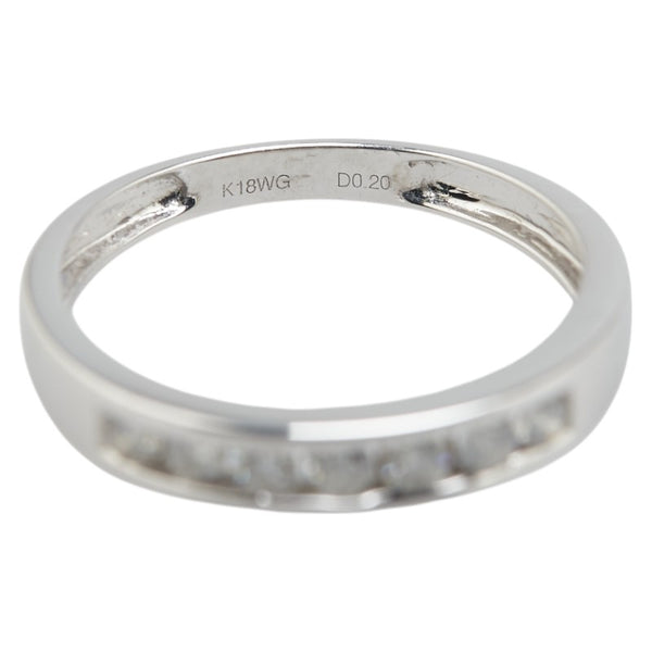 K18WG ホワイトゴールド ダイヤ0.20ct 一文字 リング 指輪 レディース 7号 【中古】